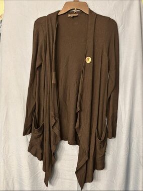 bobeau Black Draped Open-Front Pocket Cardigan
